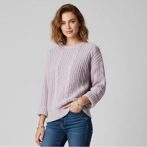 Vintage Boundary Waters 100% Cotton Women's Lavender Cable Knit Sweater